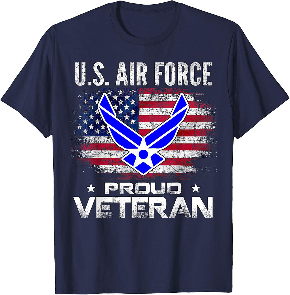 U.S Air Force Proud Veteran With American Flag Gift Veteran T-Shirt