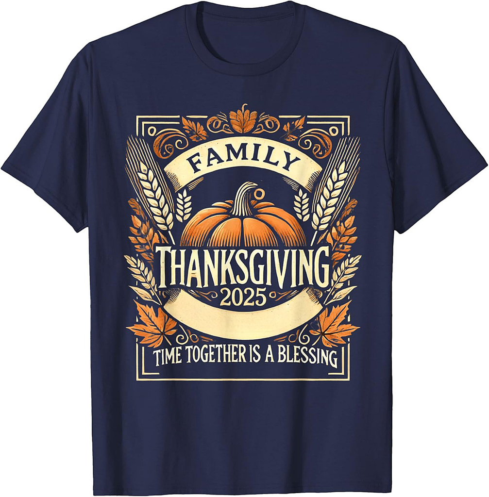 Family Thanksgiving 2025 Crew Pumpkin Group Matching T-Shirt