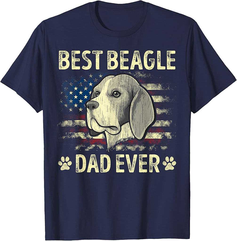 Beagle Dad Dog Lovers American Flag 4th Of July Women Men T-Shirt