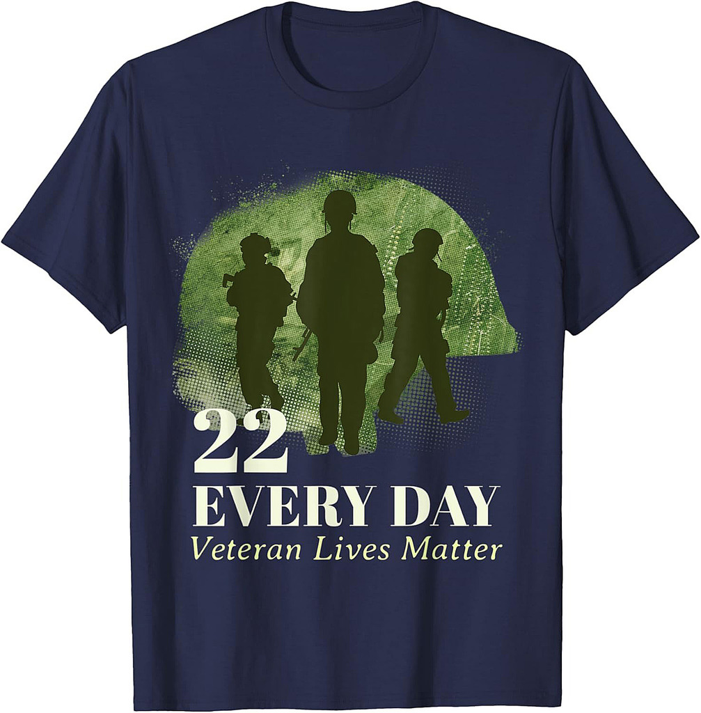 22 Every Day Veteran Lives Matter Veteran Suicide Awareness T-Shirt