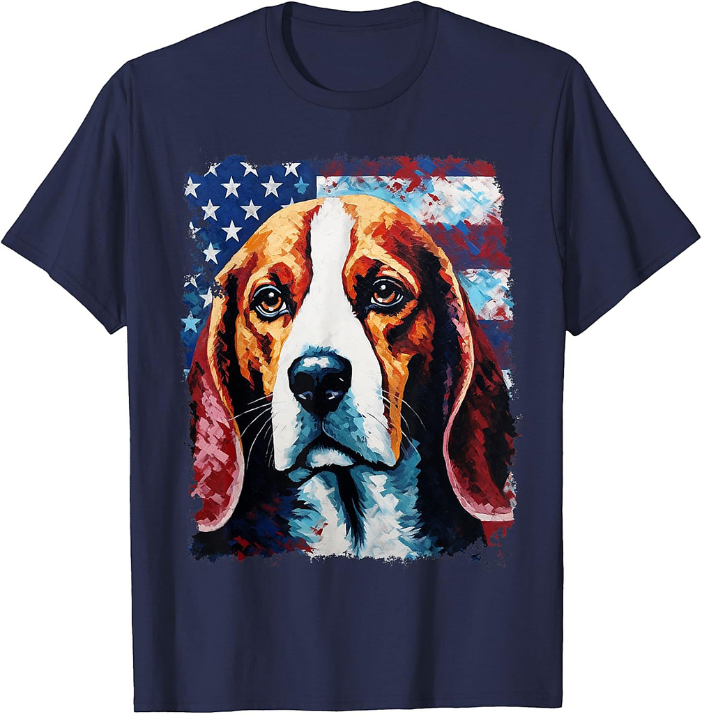 Pop Art Dog Patriotic Beagle T-Shirt