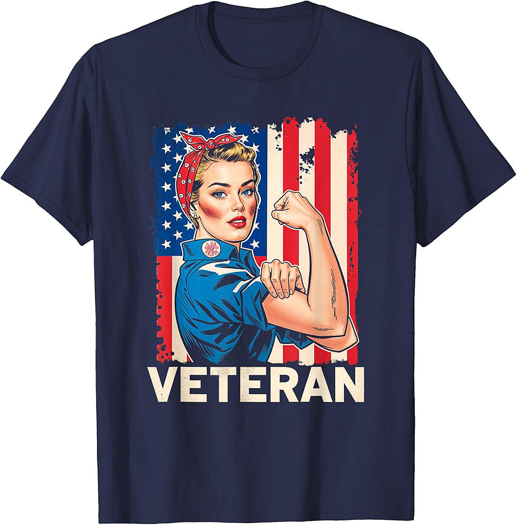 Veteran Strong Woman Rosie Patriotic USA Veteran T-Shirt