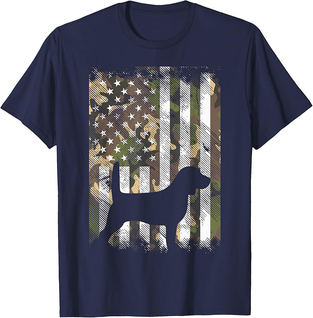 Camo Flag Beagle Vintage Animal Pet Hound Dog Patriotic Gift T-Shirt for Women Men