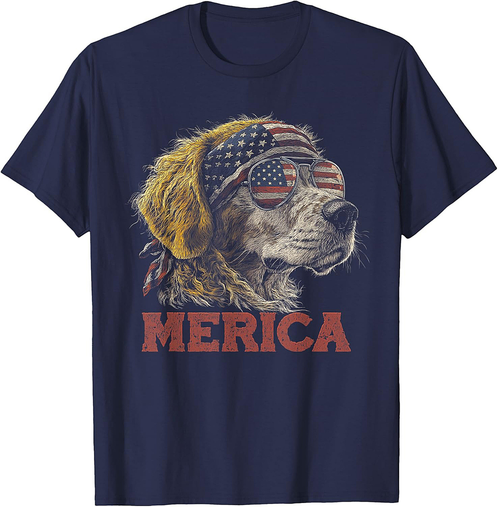 Beagle Dog Patriotic USA 4th of July American Flag Funny T-Shirt for Men Women