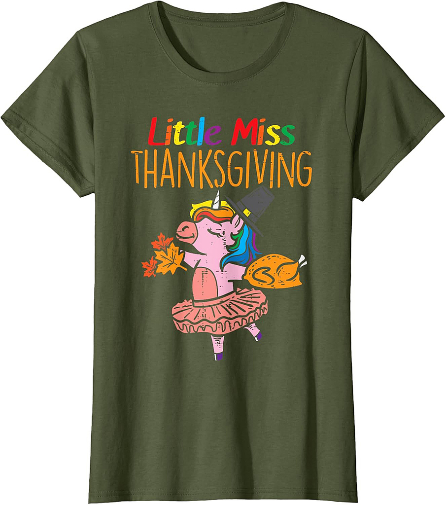 Unicorn Little Miss Thanksgiving Cute Toddler T-Shirt
