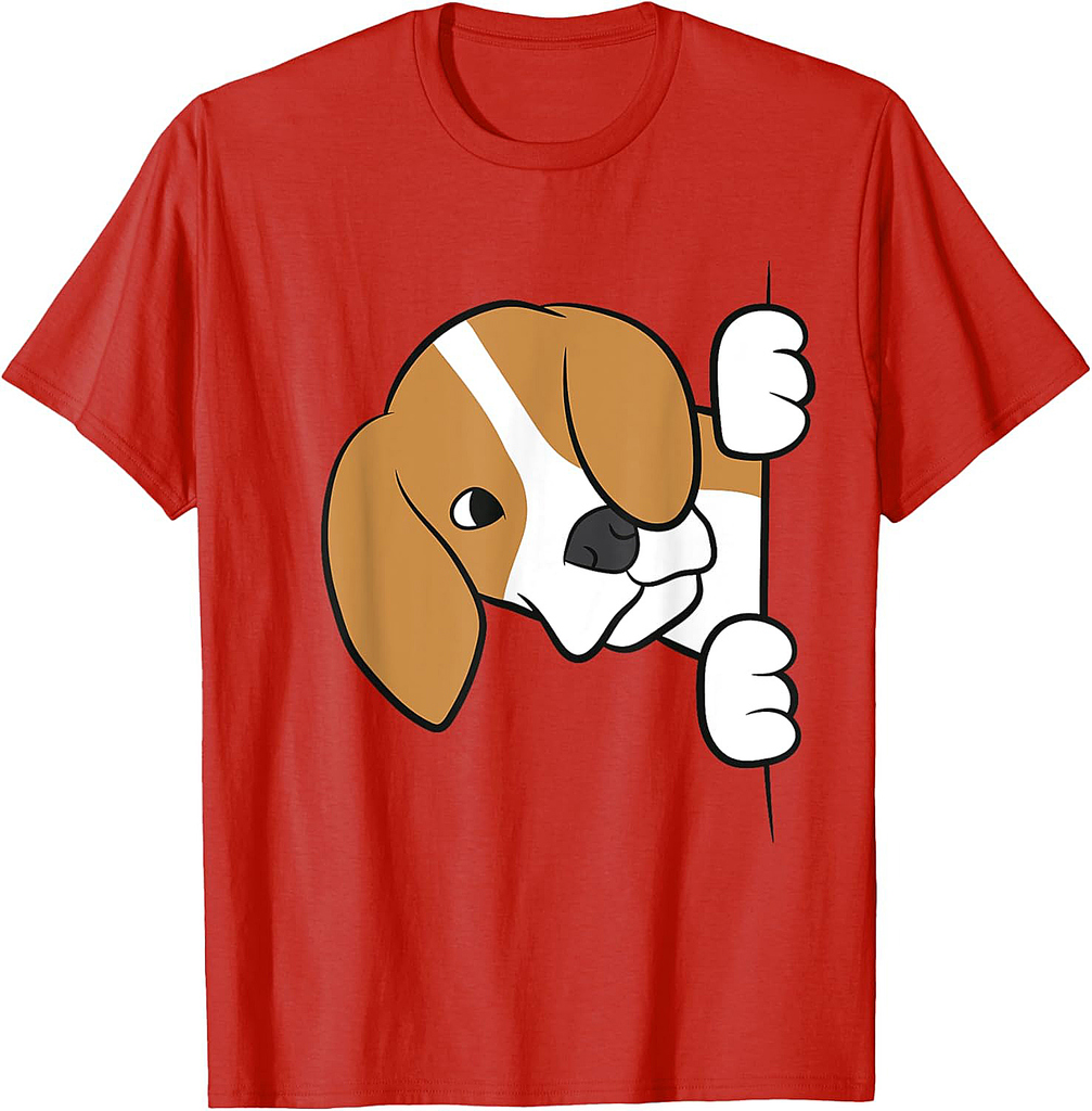 Cute Beagle Dog Peeking From Side Funny Beagle T-Shirt for Men Women Girls