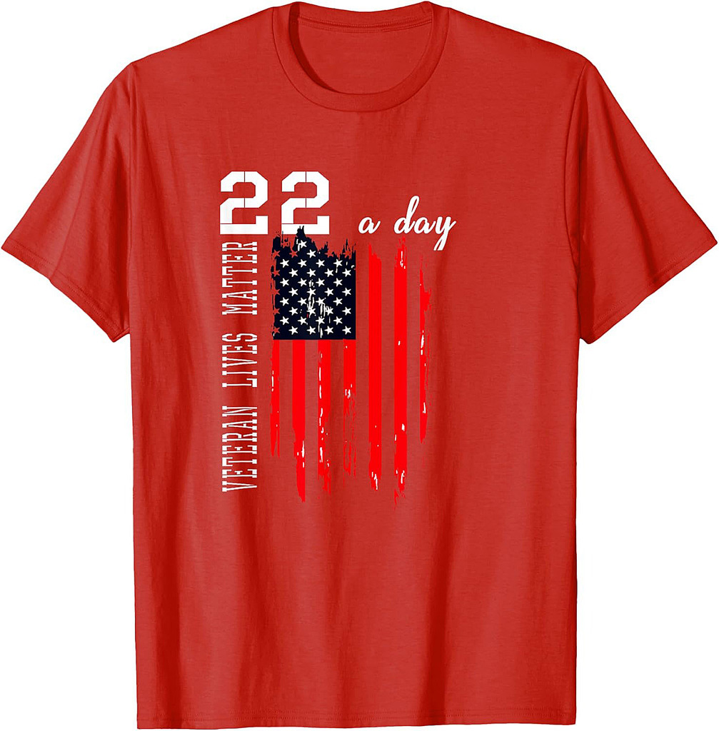 Patriotic Veteran Lives P.T.S.D 22 Day Suicide Awareness Women Men T-Shirt