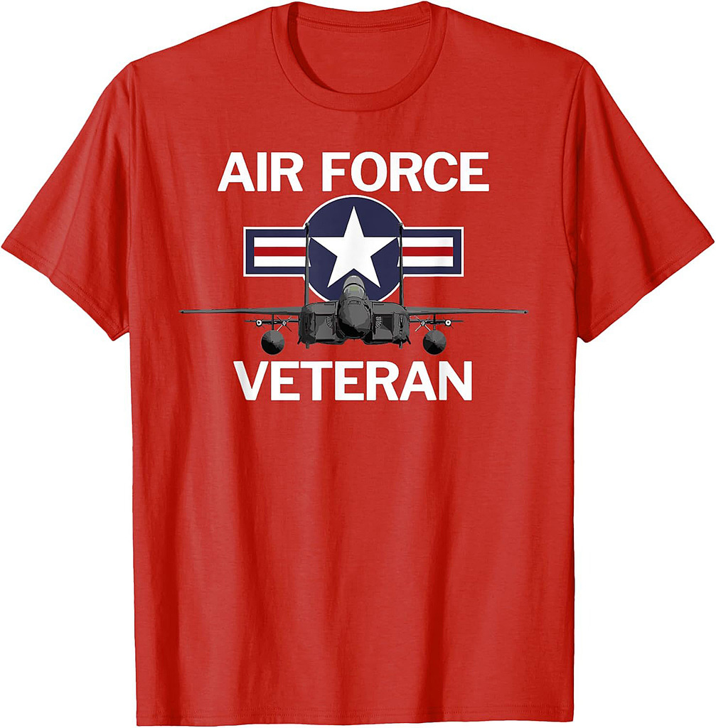 Air Force Veteran T-Shirt with Vintage Roundel and F15 Jet T-Shirt