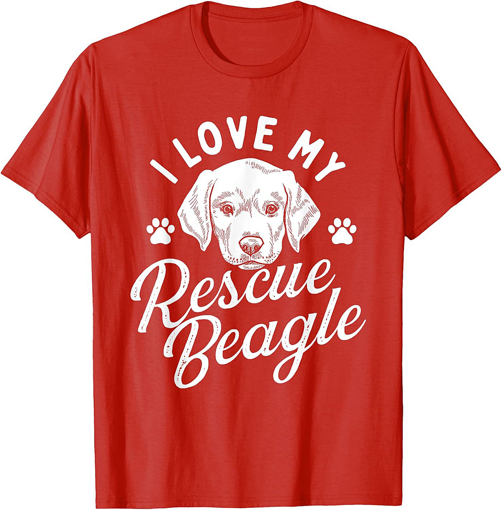 I Love My Rescue Beagle Dog Whisperer Animal Shelter T-Shirt for Men Women Girls