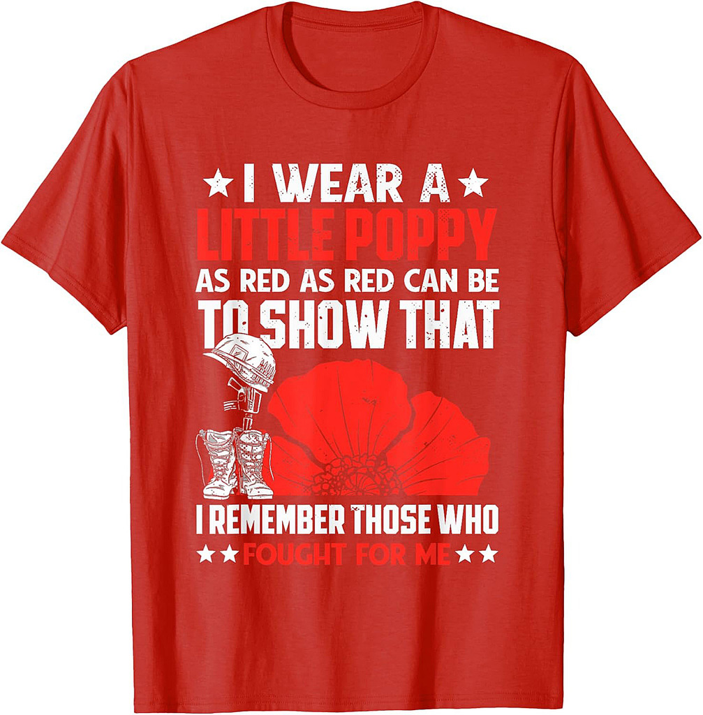 Veterans Day USA Memorial Lest We Forget Red Poppy Flower T-Shirt
