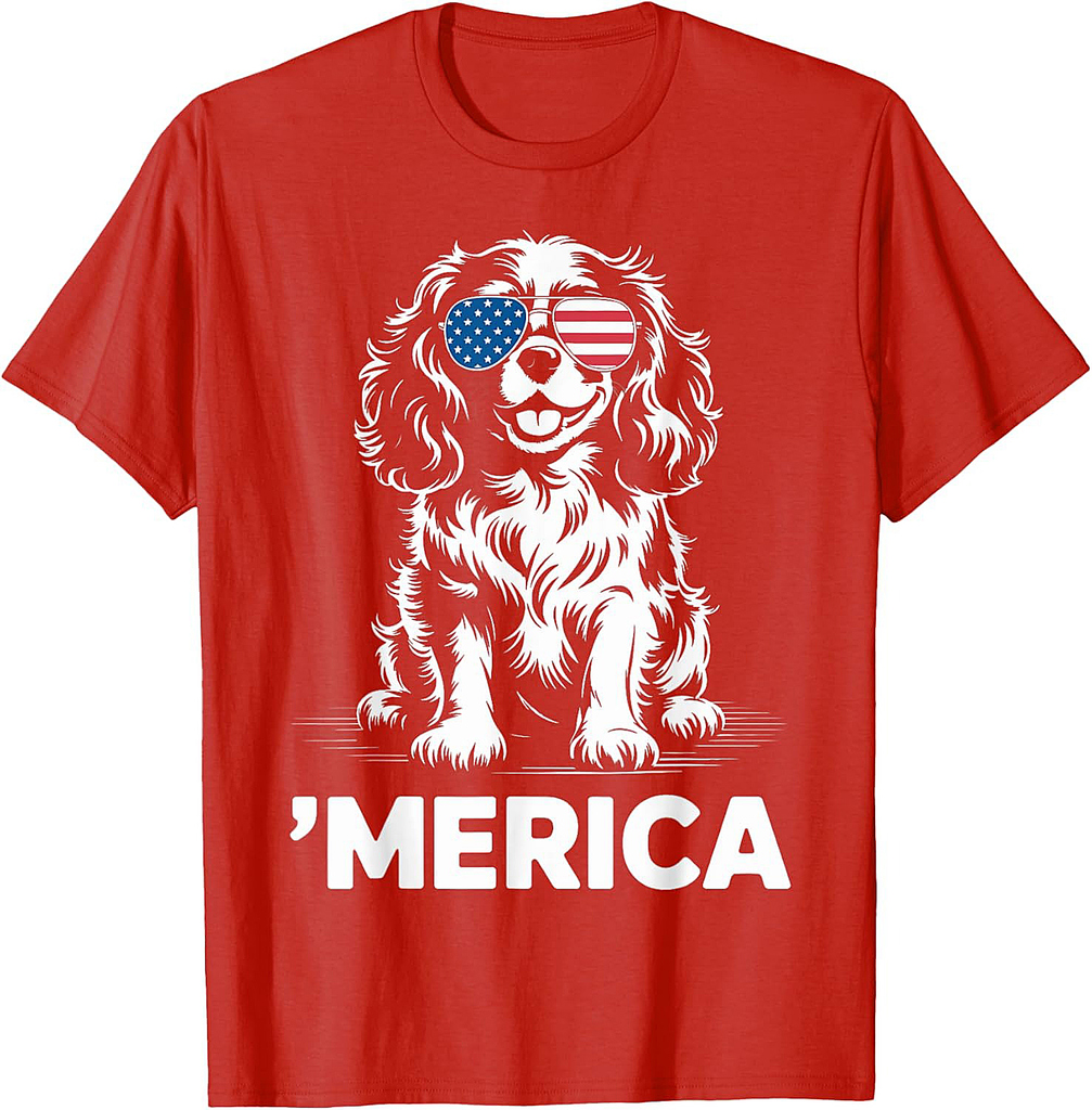 Cavalier King Charles Spaniel 4th of July ‘Merica Patriotic T-Shirt