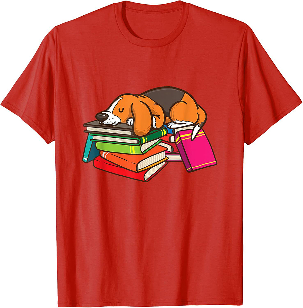 Cute Beagle Book Reading Lovers Gift Bookworm Girls Teachers T-Shirt