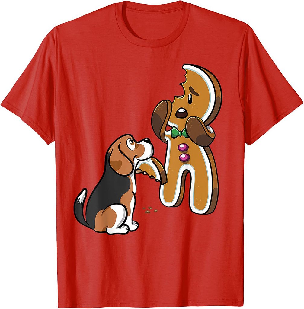 Beagle Gingerbread Man Christmas T-Shirt Funny Dog Shirt T-Shirt