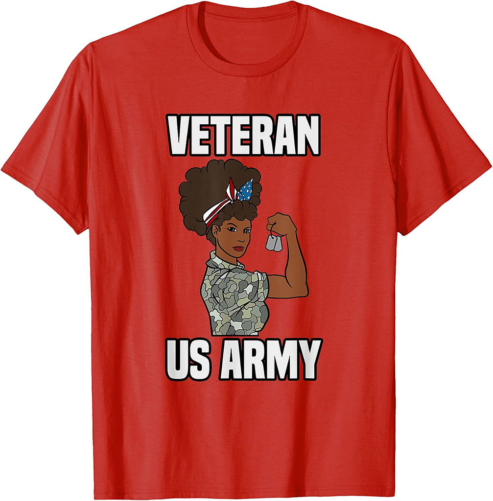 Female Melanin Veteran of the US Army Soldier Veterans Day T-Shirt
