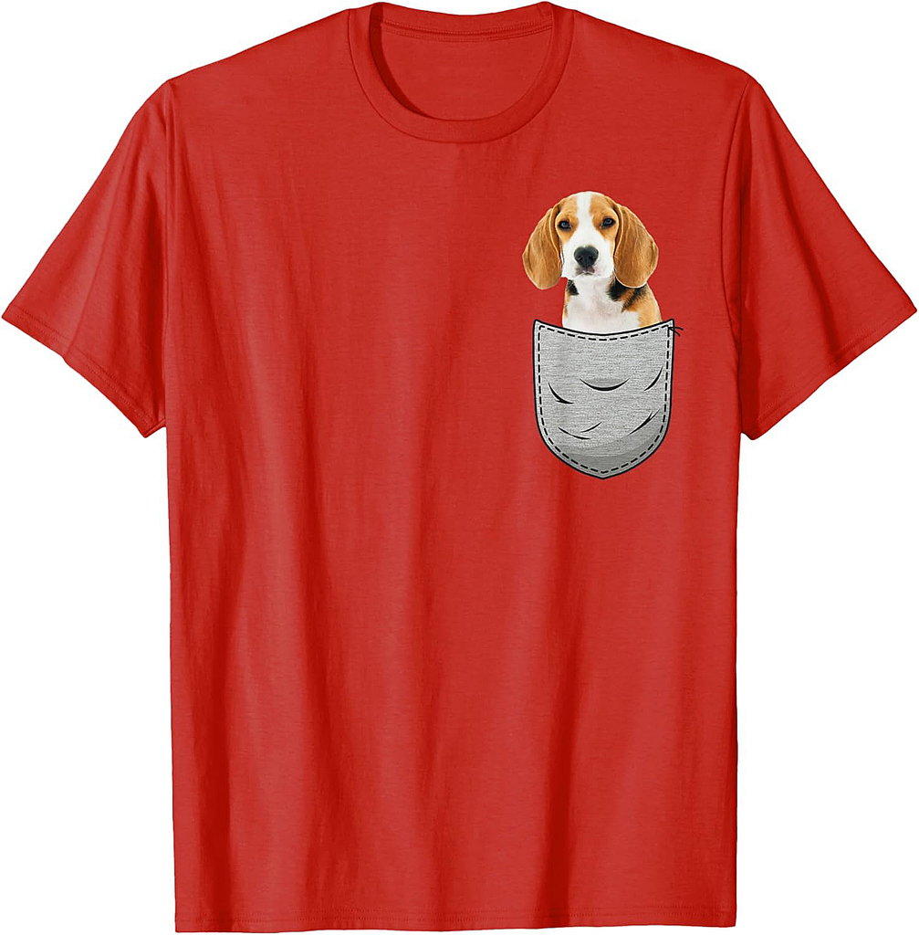 Beagle Chest Pocket for Dog Owners Men Women Girls T-Shirt