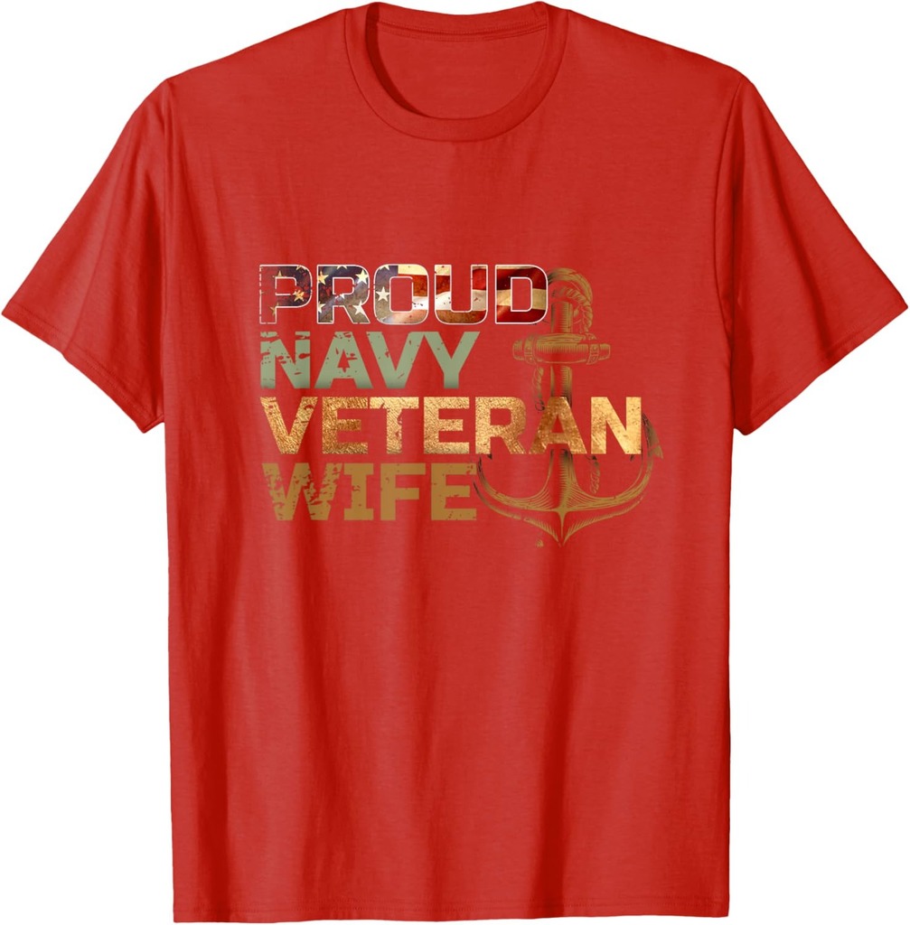 Proud Veteran's Wife USA American Flag Patriotic T-Shirt