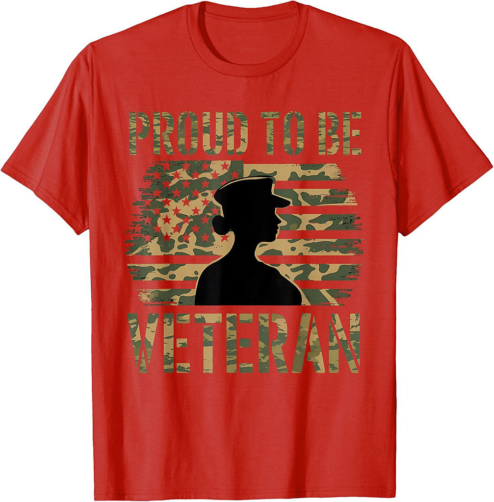Proud Be A Veteran Soldier Army US Flag Camouflage Veteran T-Shirt
