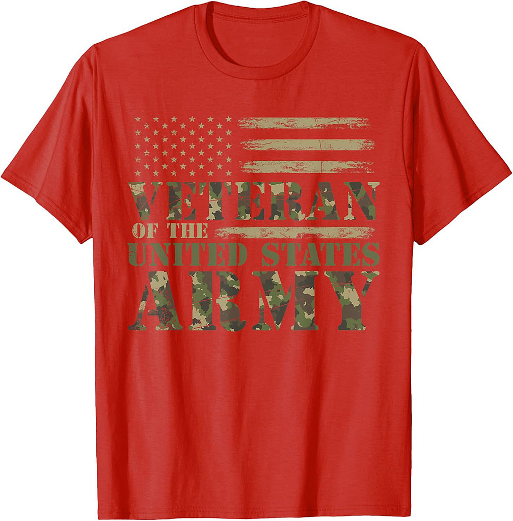 Proud Soldier United States Army USA Flag Camouflage Veteran T-Shirt