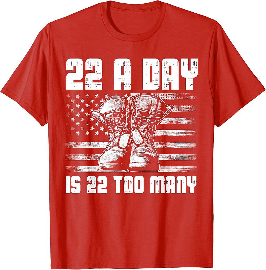 22 A Day Is 22 Too Many Veteran Lives Matter USA Flag T-Shirt
