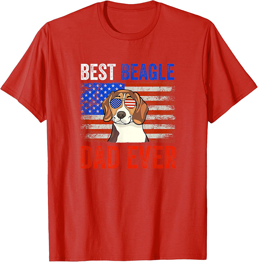 Best Beagle Dad Ever American Flag Fathers Day T-Shirt for Women Men