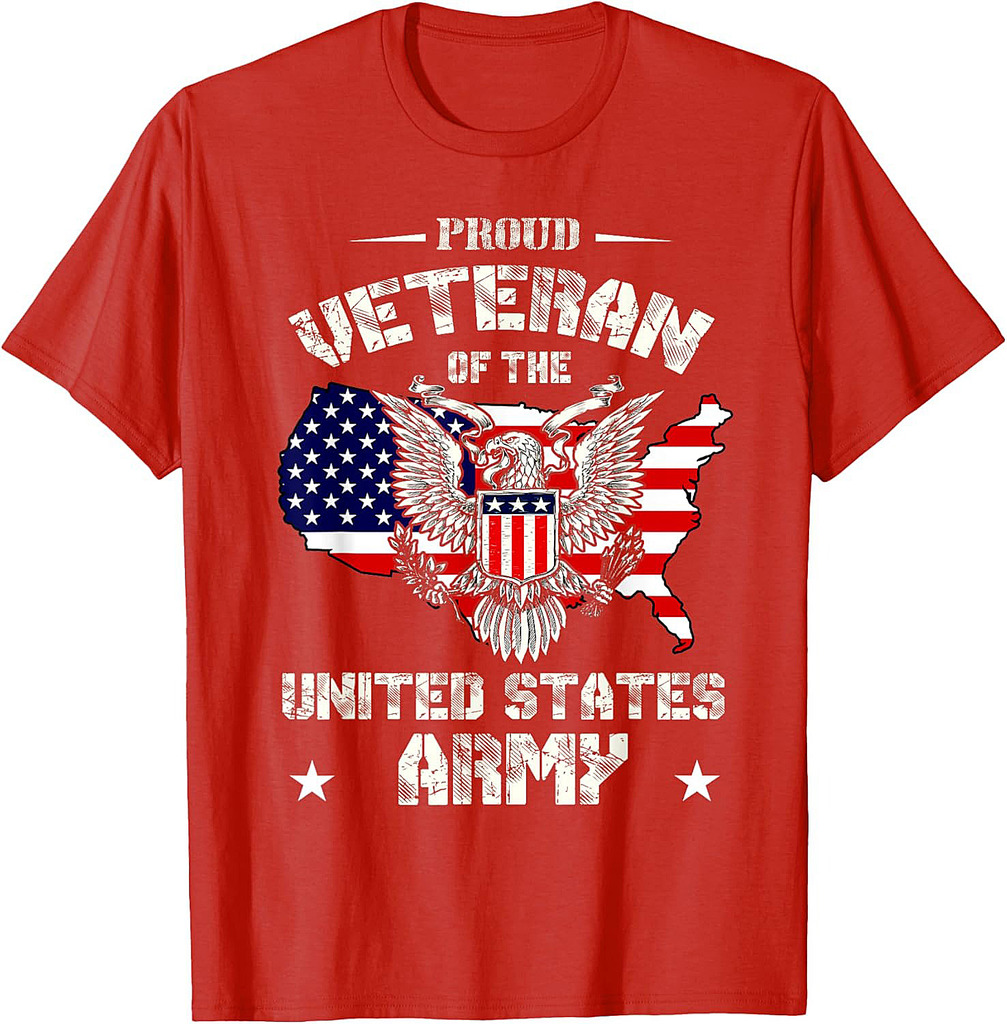 Proud Veteran of the US Army USA Flag Soldier Veteran T-Shirt