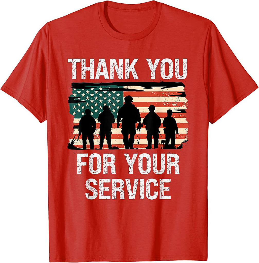 USA Flag Thank You for Your Service Memorial Veterans Day T-Shirt