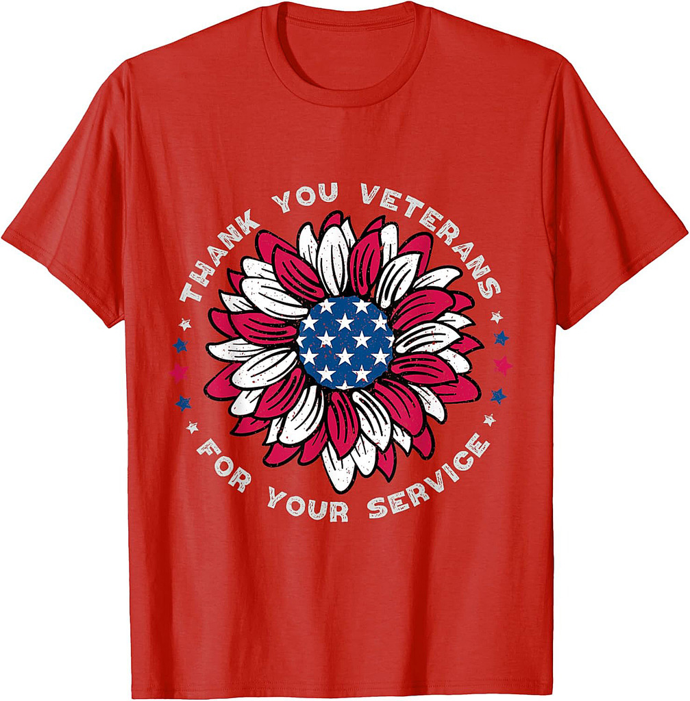 Thank You Veterans Sunflower, Military Veterans Day Tribute T-Shirt