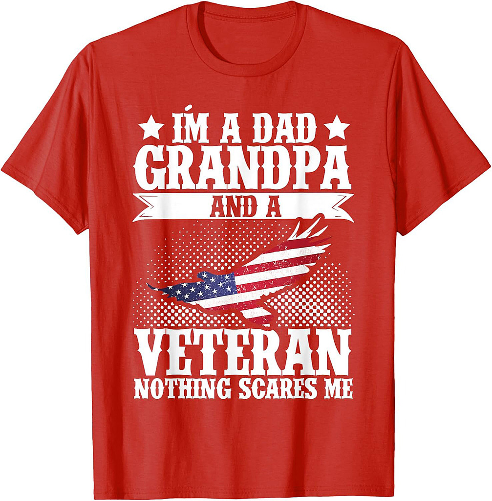 I'm A Dad Grandpa And A Veteran US Flag Veterans Day T-Shirt