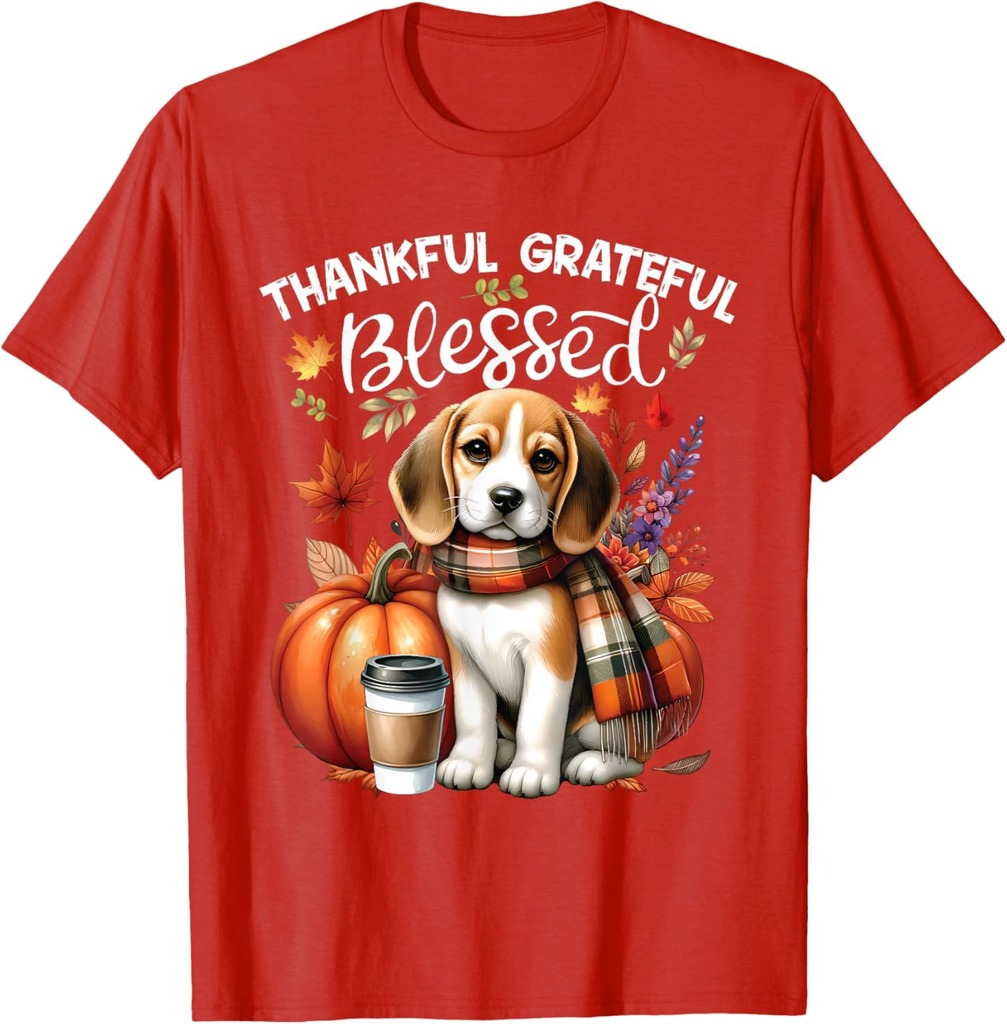 Thankful Grateful Blessed Beagle Dog Happy Fall Y'all Autumn T-Shirt