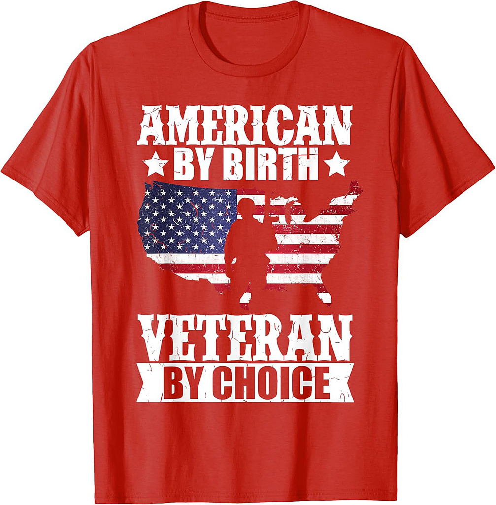 American By Birth Veteran By Choice US Flag Veterans Day T-Shirt