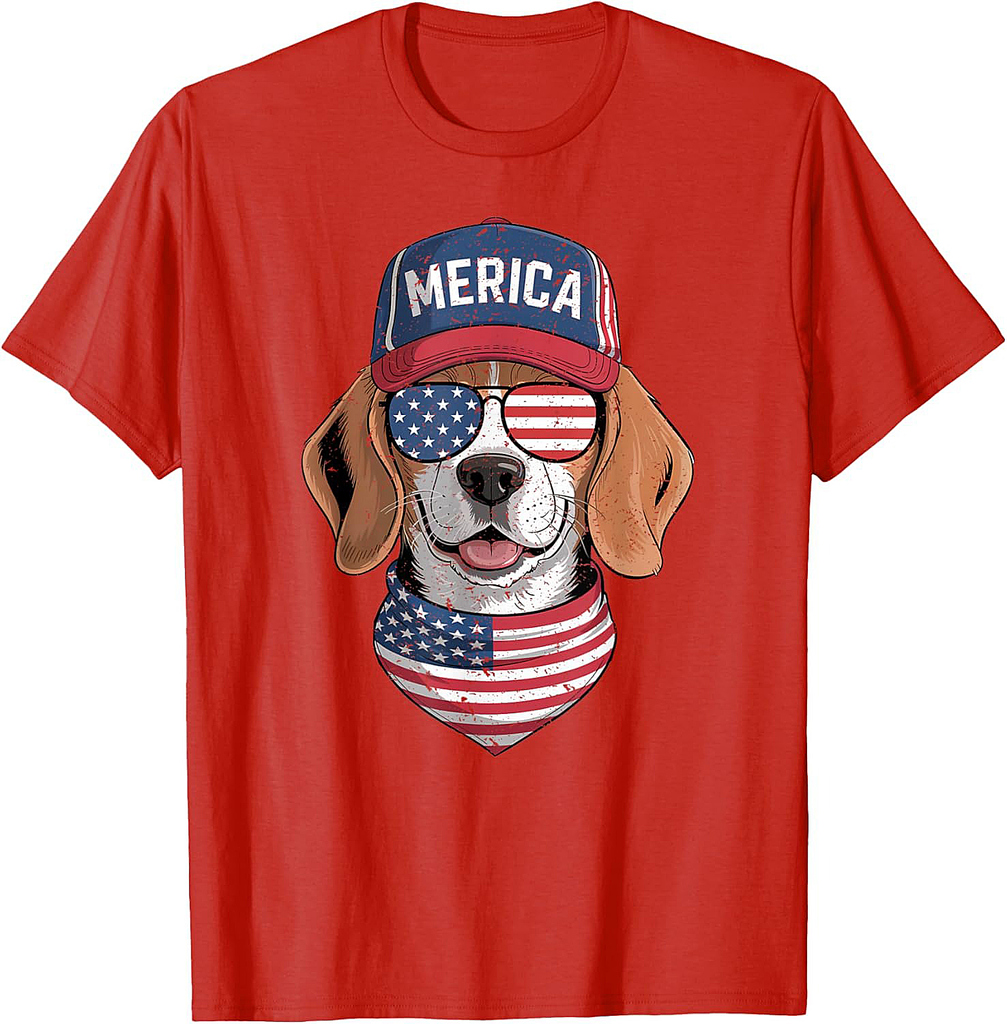 Beagle 4th of July US American Flag Dog Patriotic Men Women T-Shirt