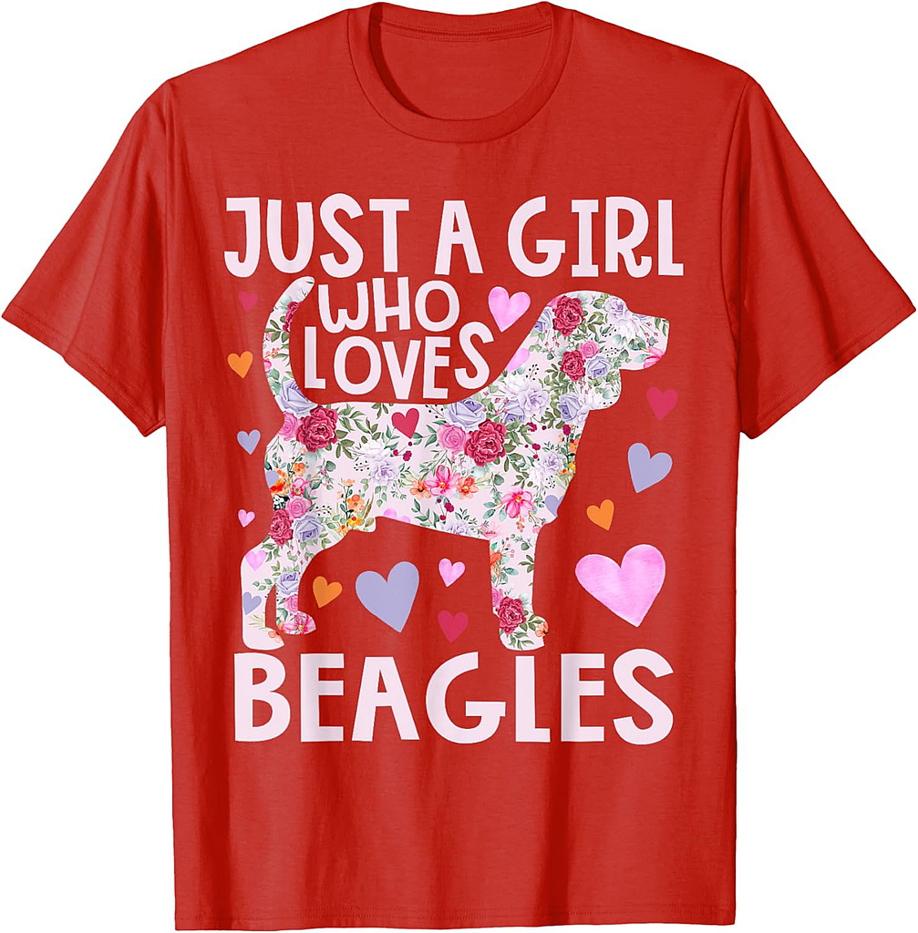 Beagle Just A Girl Who Loves Beagles Dog Flower Floral T-Shirt