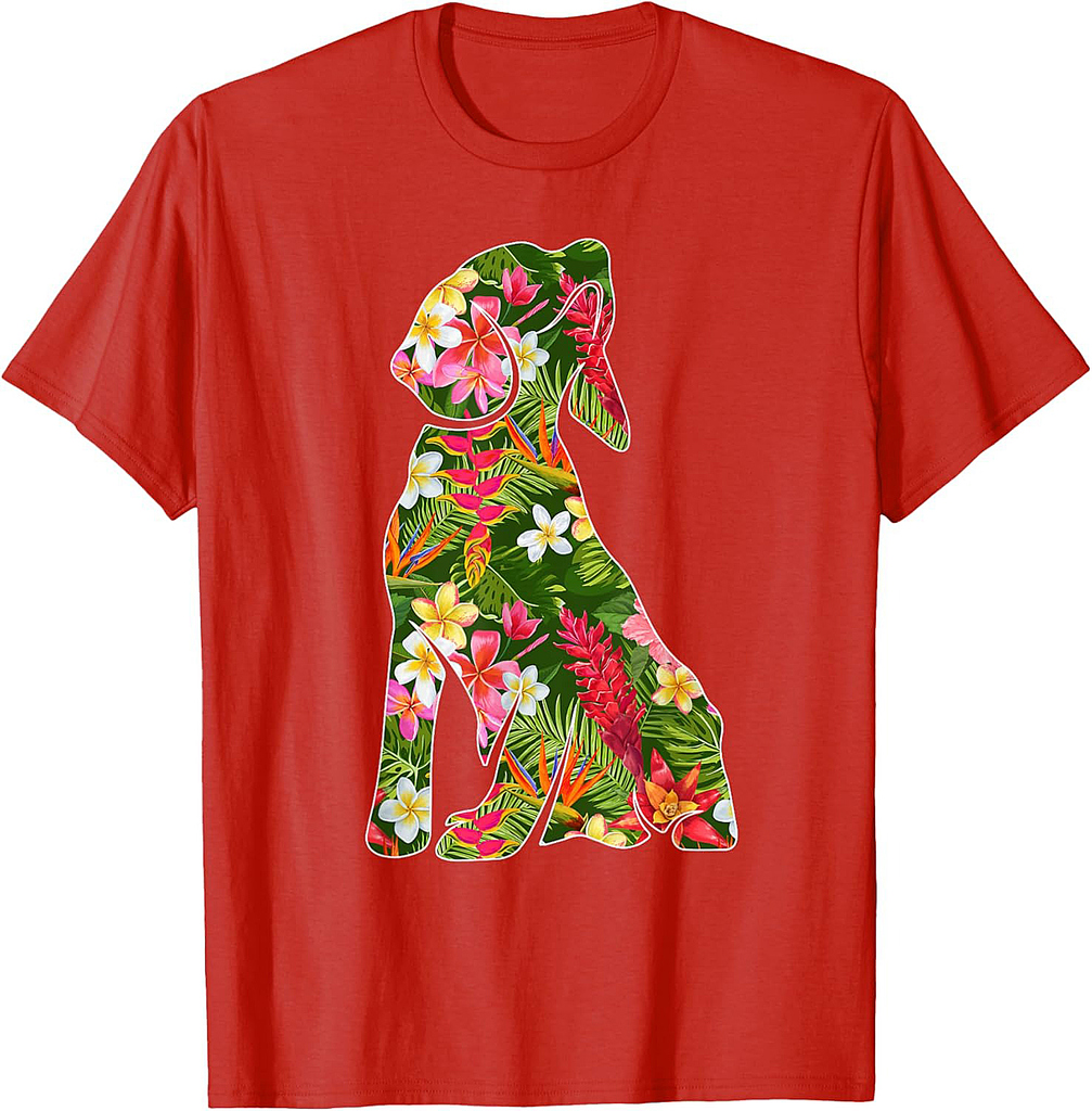 Funny Silhouette Of Beagle Dog Hawaiian Floral Summer Vibes T-Shirt