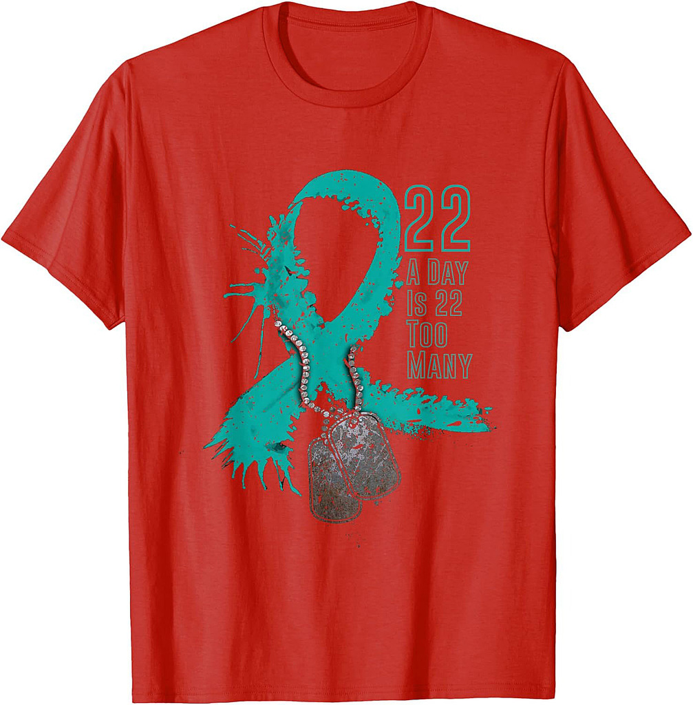 Veteran Suicide Awareness Ribbon 22 A Day Is 22 Too Many T-Shirt