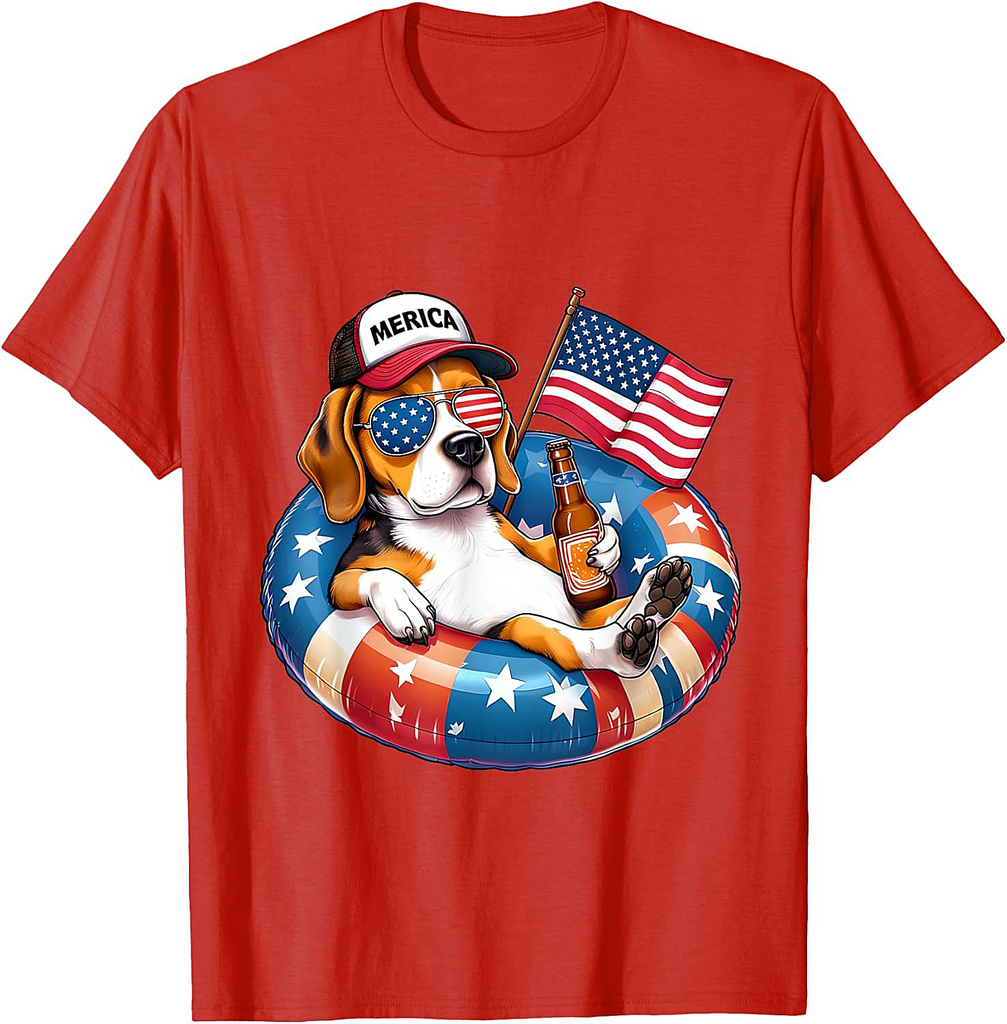 Patriotic Beagle Dog USA Flag 4th of July T-Shirt