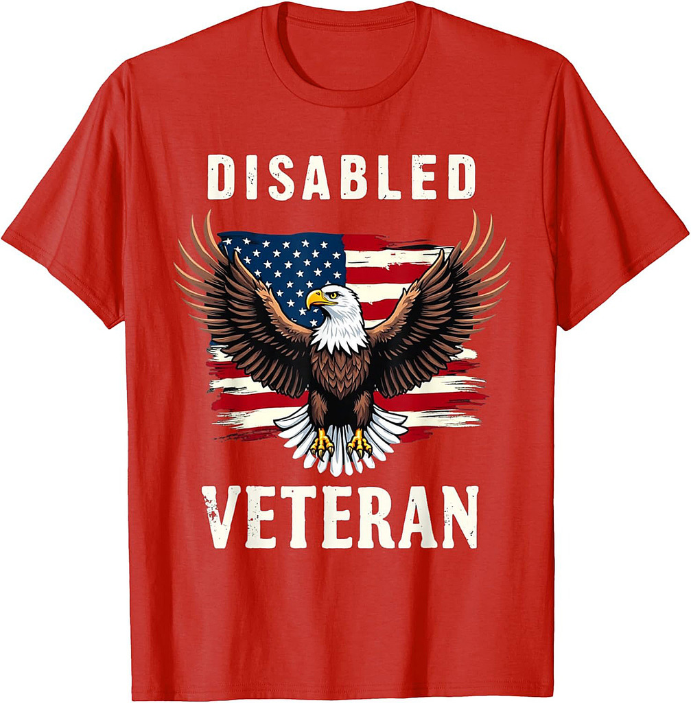 Disabled Veteran Men's Patriotic Veterans day American Flag T-Shirt