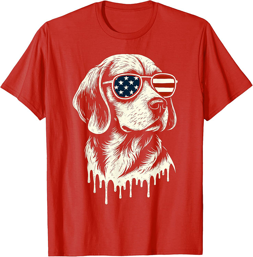 American Flag Beagle USA Retro Patriotic 4th of July Vintage T-Shirt