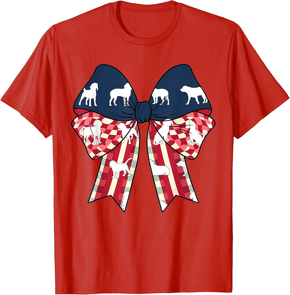 Beagle Dog American Flag Patriotic Bow Coquette 4th Of July T-Shirt for Men Women