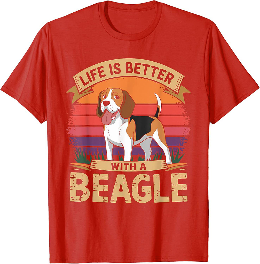 Life Is Better with a Beagle Retro Sunset Design T-Shirt