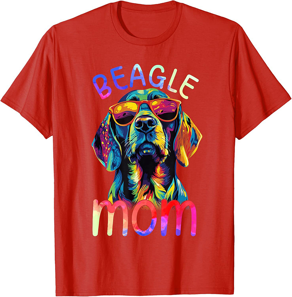 Beagle Lovers Colorful Pop Art Womens Beagle Mom T-Shirt