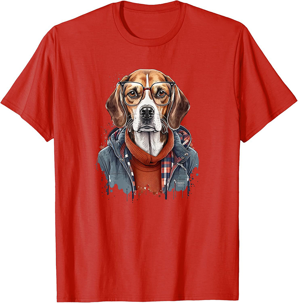 Funny Beagle Dog Hipster T-Shirt