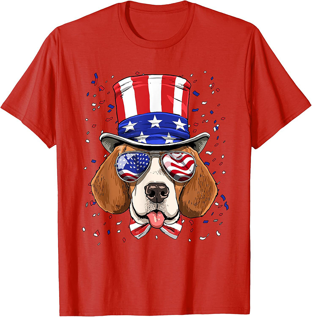 4th of July Patriotic Beagle American USA Flag Beagle Lovers T-Shirt