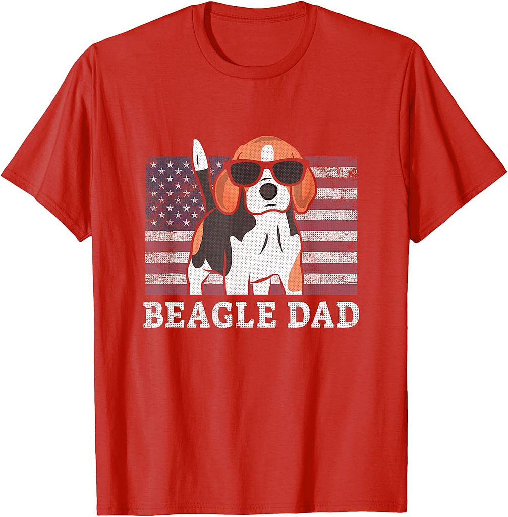 Beagle Dad American Flag 4th of July Patriotic Beagle Design T-Shirt