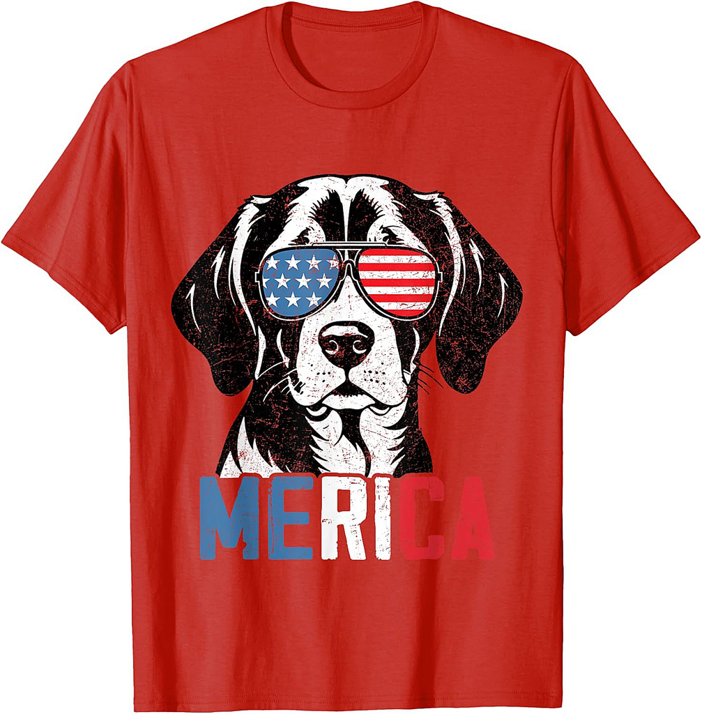 Patriotic Beagle Dog Merica 4th Of July Funny T-Shirt for Men Women