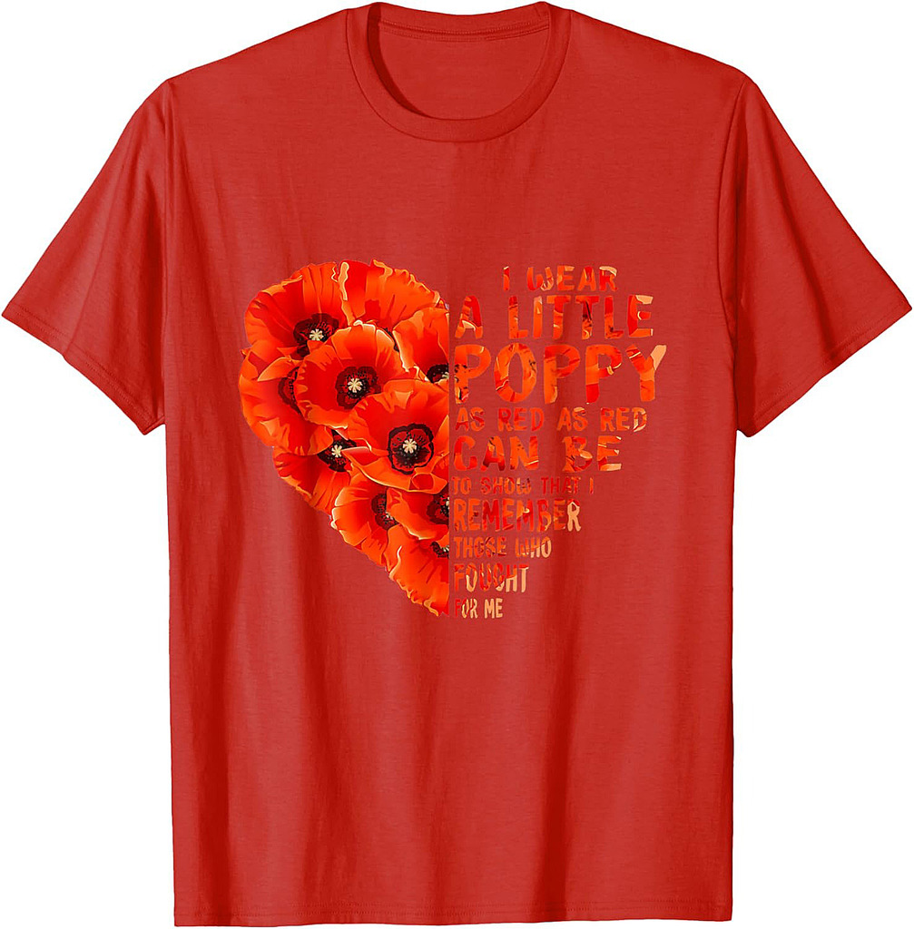 Veteran Day Lest We Forget Red Poppy Flower USA Memorial Day T-Shirt