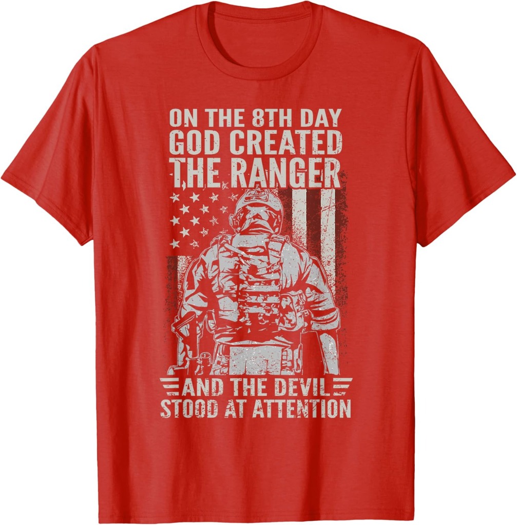 On 8th Day God Created US Army Ranger Veteran Flag American T-Shirt
