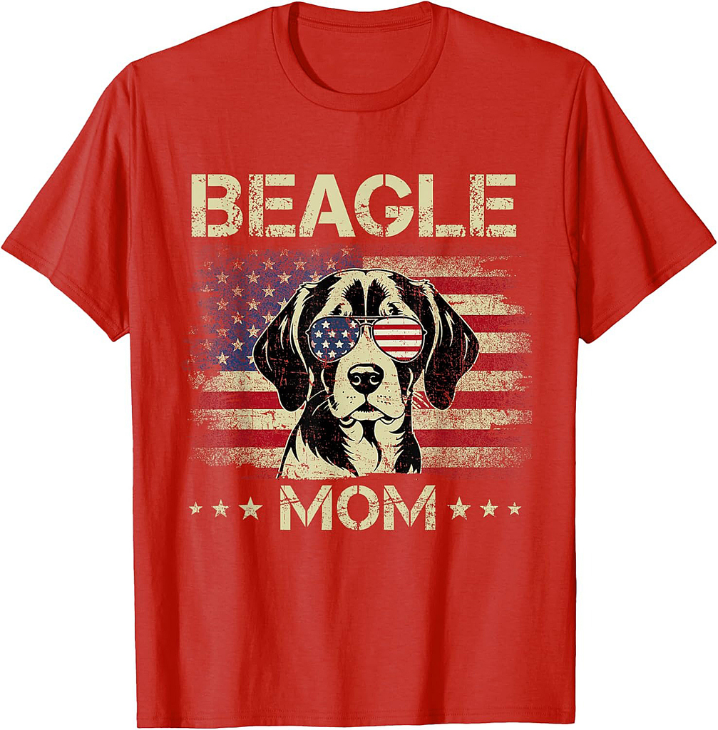 Beagle Mom Dog Vintage American Flag 4th Of July T-Shirt