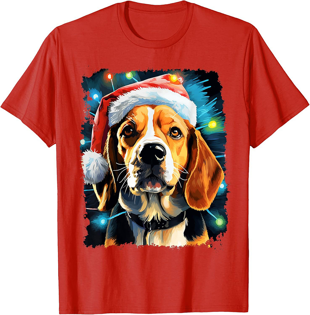 Pop Art Christmas Dog Beagle T-Shirt