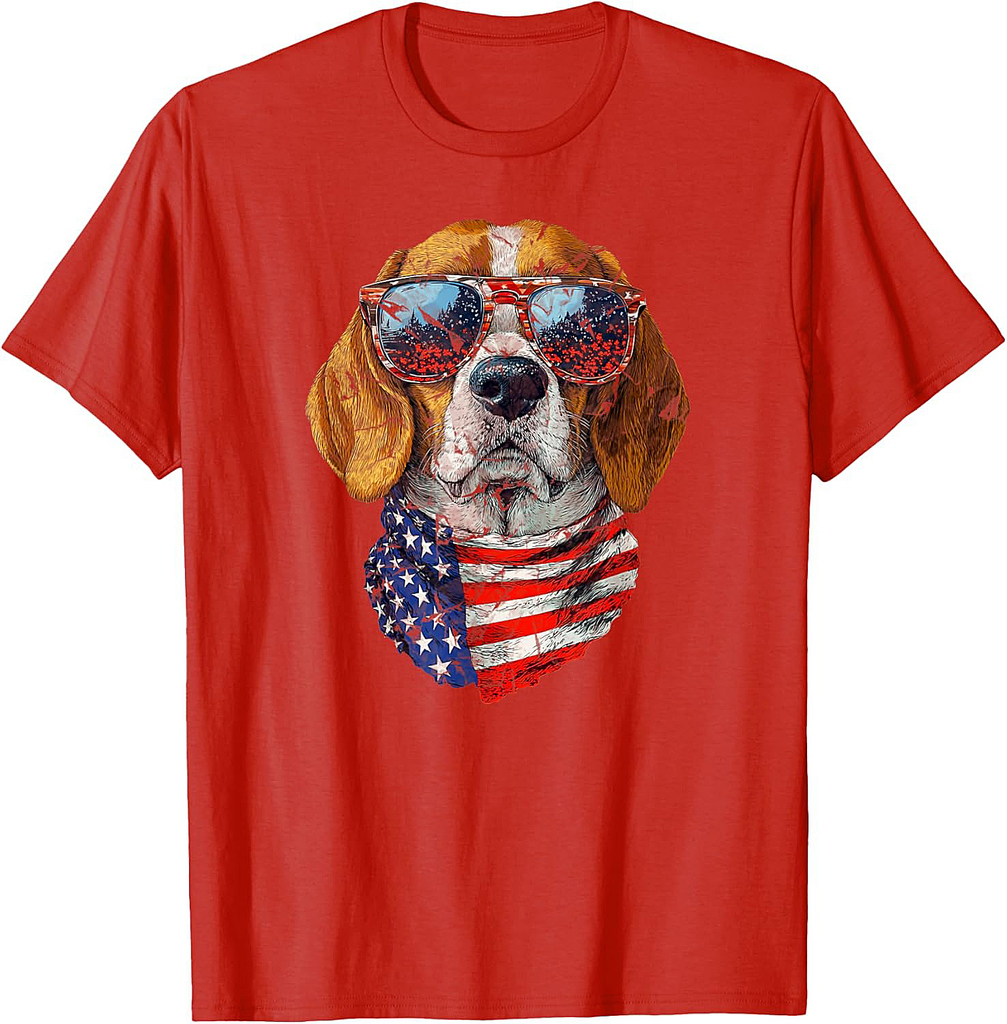 Beagle American Flag USA Patriotic 4th of July Dogs Lover T-Shirt