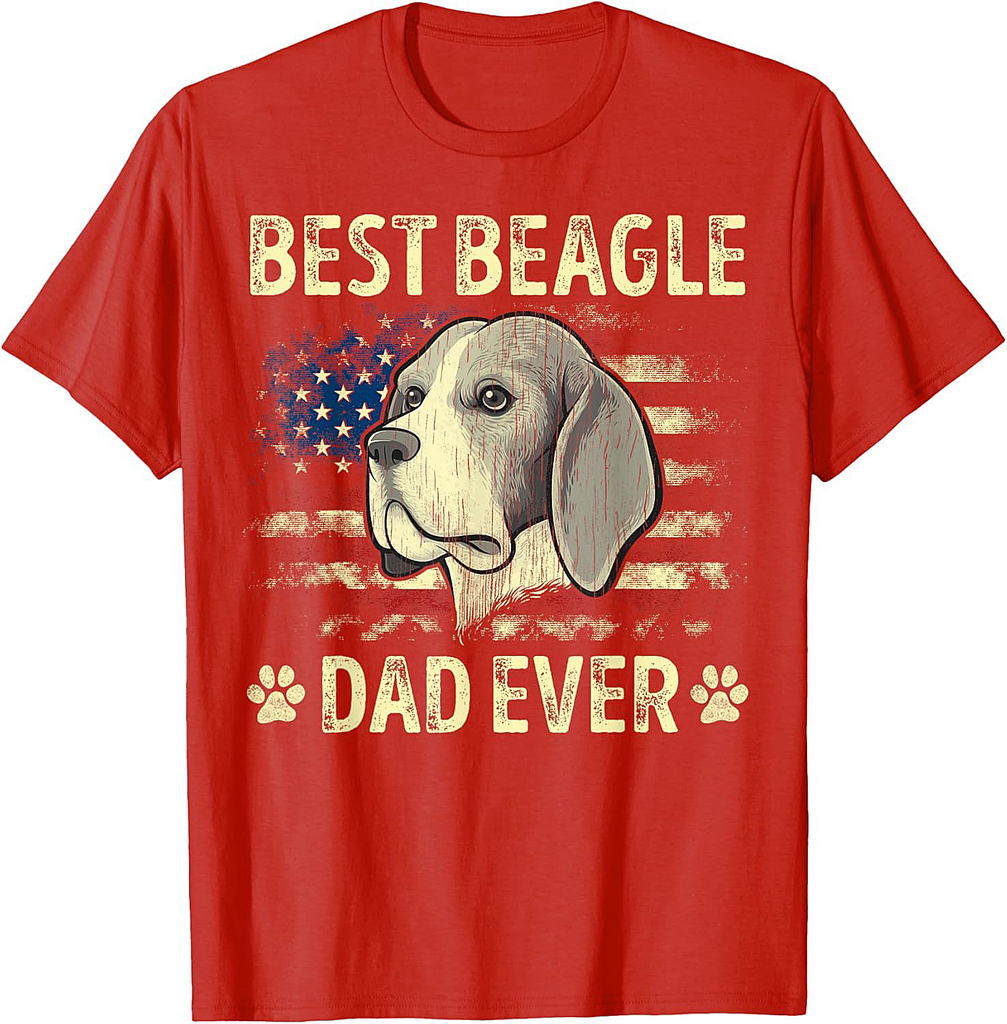 Beagle Dad Dog Lovers American Flag 4th Of July Women Men T-Shirt